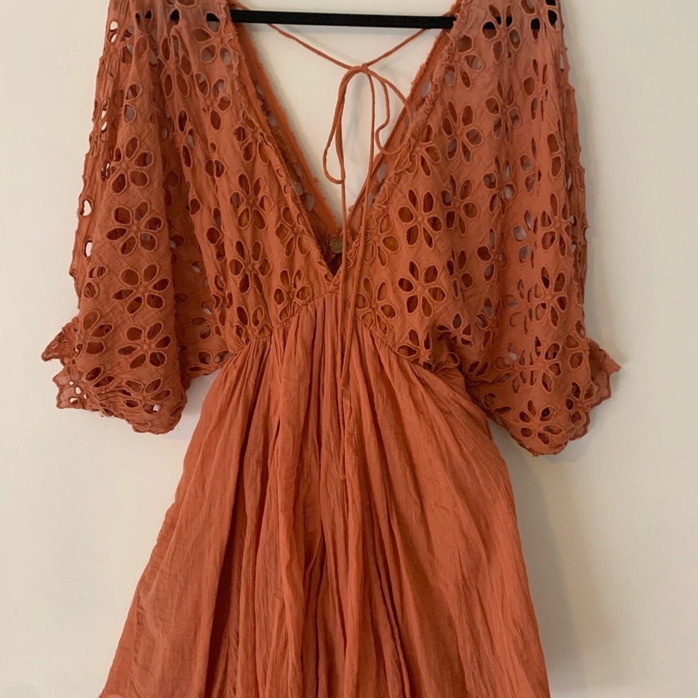 FreePeople terracotta Bella Note eyelet dress